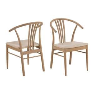 Rahway Oak And White Wooden Dining Chairs In Pair