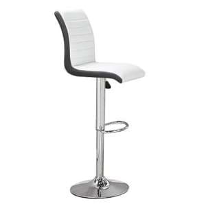 Ritz Faux Leather Bar Stool In White And Black With Chrome Base