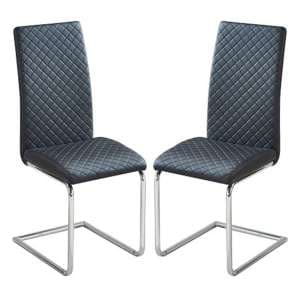 Ronn Black Faux Leather Dining Chairs With Chrome Legs In Pair
