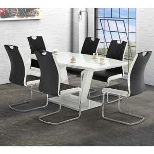 Samson Glass Dining Table In White High Gloss 6 Venice Chairs