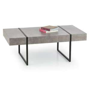 Sanyu Wooden Coffee Table With Metal Legs In Stone Effect - UK