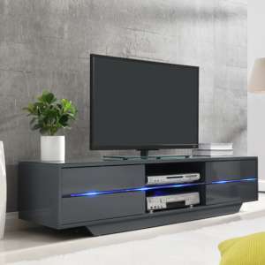 Sienna High Gloss TV Stand In Grey With Multi LED Lighting