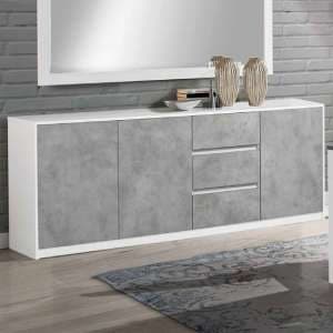 Sion Sideboard 3 Doors 3 Drawers In White And Concrete Effect - UK