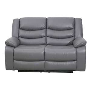 Sorreno Bonded Leather Recliner 2 Seater Sofa In Dark Grey