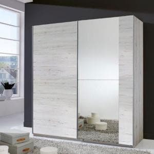Stream Sliding Wardrobe In White Oak With Mirrored Door