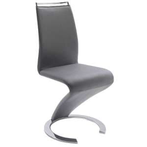 Summer Z Faux Leather Dining Chair In Grey With Chrome Feet