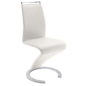 Summer Z Faux Leather Dining Chair In White With Chrome Feet