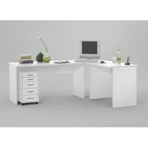 Till Wooden Corner Computer Desk In White