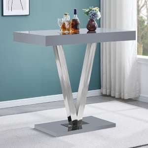 Vienna High Gloss Bar Table Rectangular Glass Top In Grey