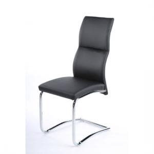 Palma Dining Chair In Black Faux Leather With Chrome Base