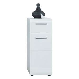 Zenith Floor Storage Cabinet In White With Gloss Fronts - UK