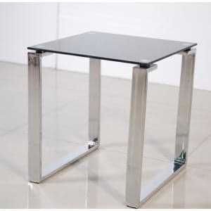 Zeus Side Lamp Table In Black Glass Top