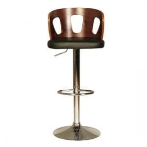 Hesket Bar Stool In Walnut And Black PU With Chrome Plated Base
