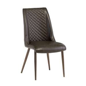 Aalya Faux Leather Dining Chair In Dark Brown - UK