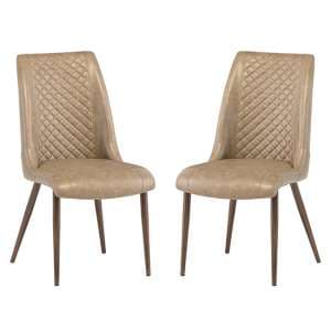 Aalya Taupe Faux Leather Dining Chairs In Pair - UK
