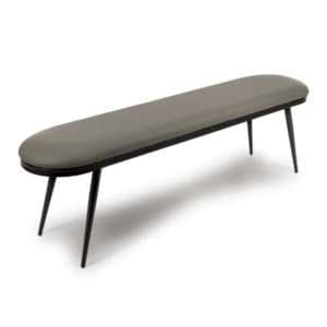 Aara Faux Leather Dining Bench In Truffle With Black Metal Legs