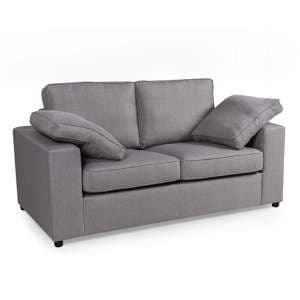 Aarna Fabric 2 Seater Sofa In Silver With Black Wooden Legs