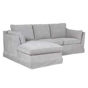 Aarna Left Handed Fabric Corner Sofa In Greige - UK