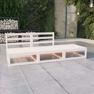 Abby Solid Pinewood 3 Piece Garden Lounge Set In White - UK