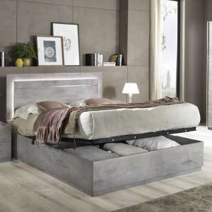 Abby King Size Ottoman Bed In Grey Marble Effect Gloss And Light