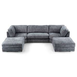 Abelina U Shaped Fabric Sofa In Grey