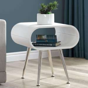 Abeni Wooden Lamp In White With Chrome Legs - UK