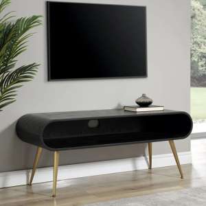 Abeni Wooden TV Stand In Black With Brass Legs - UK