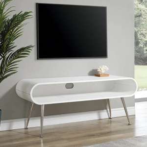 Abeni Wooden TV Stand In White With Chrome Legs - UK