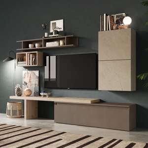 Abia Wooden Entertainment Unit In Clay Bronze And Cadiz - UK
