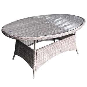 Abobo Oval Glass Top Dining Table In Fine Grey