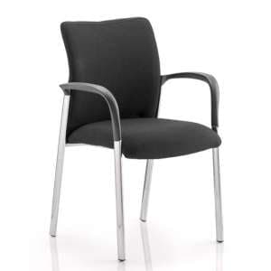 Academy Fabric Back Visitor Chair In Black With Arms