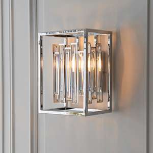 Acadia Crystal Details Decorative Wall Light In Chrome - UK