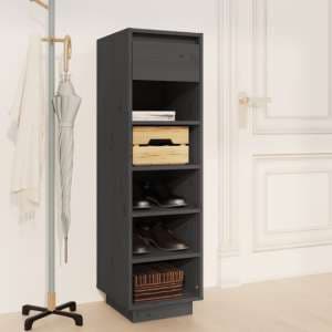 Acasia Pine Wood Shoe Storage Cabinet In Grey