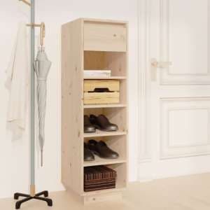 Acasia Pine Wood Shoe Storage Cabinet In Natural