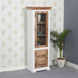 Accra Wood Display Cabinet With 1 Doors 3 Shelves In Oak - UK