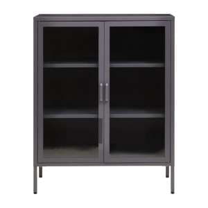 Accra Steel Display Cabinet With 2 Doors In Grey - UK