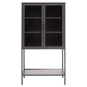 Accra Steel Display Cabinet With 2 Doors And Shelf In Grey - UK