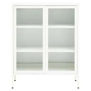 Accra Steel Display Cabinet With 2 Doors In White - UK