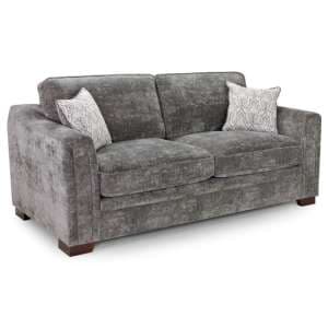 Accra Velvet 3 Seater Sofa With Solid Wood Frame In Grey - UK