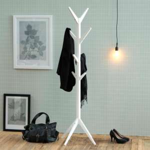 Acosta Wooden Coat Stand In White