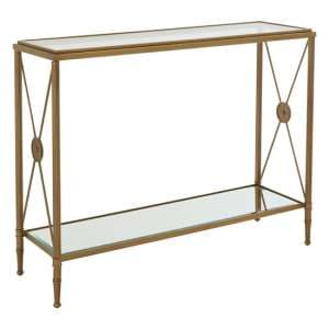Acox Rectangular Clear Glass Top Console Table With Gold Frame