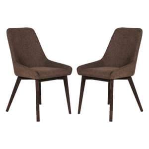 Acton Brown Fabric Dining Chairs In Pair - UK