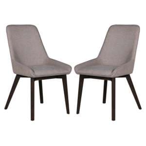 Acton Latte Fabric Dining Chairs In Pair - UK