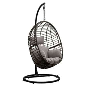 Araneda Small Wicker Hanging Chair With Steel Frame In Natural - UK