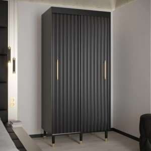 Adel I Wooden Wardrobe With 2 Sliding Doors 100cm In Black - UK