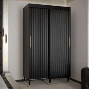 Adel I Wooden Wardrobe With 2 Sliding Doors 120cm In Black - UK
