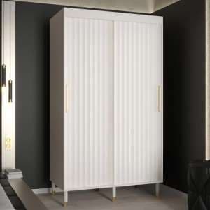 Adel I Wooden Wardrobe With 2 Sliding Doors 120cm In White - UK