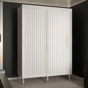 Adel I Wooden Wardrobe With 2 Sliding Doors 150cm In White - UK