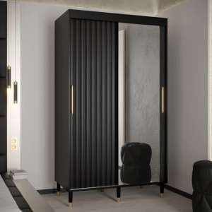 Adel II Mirrored Wardrobe With 2 Sliding Doors 120cm In Black - UK