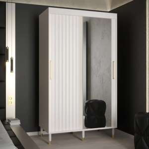 Adel II Mirrored Wardrobe With 2 Sliding Doors 120cm In White - UK